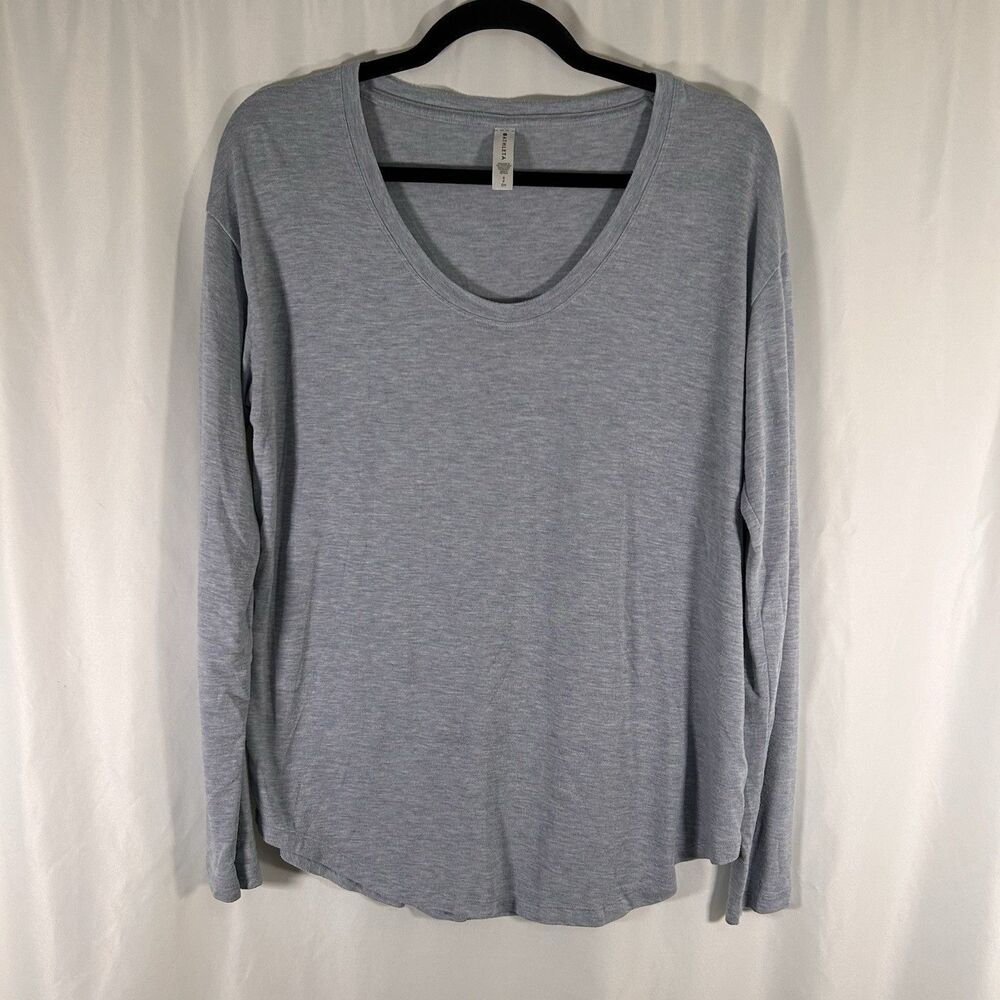 Athleta Blouse Women's Small Blue Heathered Round Neck Long Sleeve Modal Blend